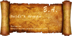 Belák Aranka névjegykártya